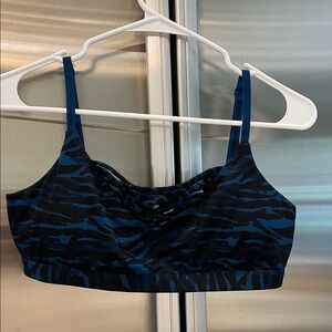 FABLETICS Blue & Black Zebra Print Strappy Sports Bra MEDIUM